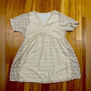 Cream Pom Texture Dress